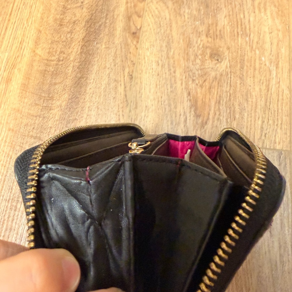 Kate Spade NY Black Leather Zip-Around Wallet with Gold Accent + Pink Interior - Picture 16 of 16